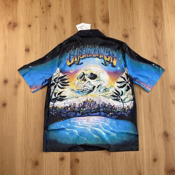 Casablanca Short-Sleeve Cuban Collar Silk Shirt - Picture 4 of 8